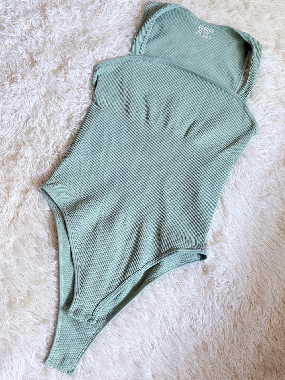 OQQ Ribbed Bodysuit in Sage Green